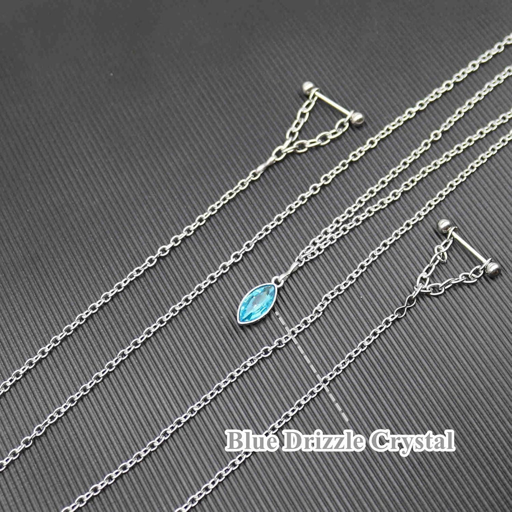 Nipple Chains Pierced Necklace 14G Barbells Nipple Rings Drizzle Dangle Body Piercing Jewelry - QIAO CrystalQIAO CrystalQIAO Crystal