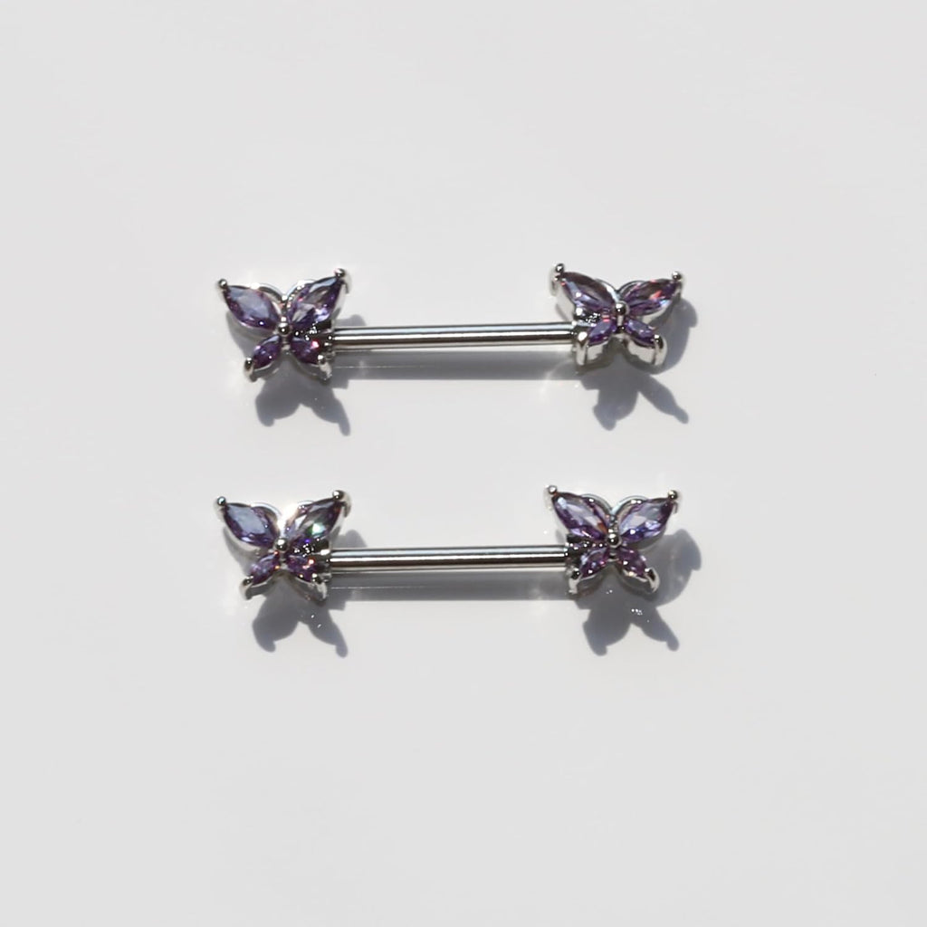 Nipple Piercing Jewelry 14G Stainless Steel Nipple Rings Heart Butterfly Flower Bow Nipple Barbells - 我的商店我的商店我的商店