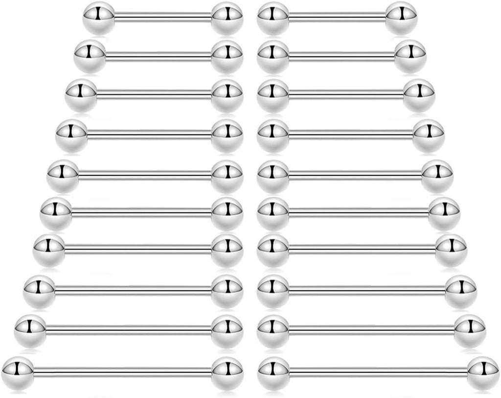 Nipple Piercing Jewelry Surgical Steel Barbells 14G Nipple rings Stainless Steel Bridge Tongue Ring for Women Men - QIAO CrystalQIAO CrystalQIAO Crystal