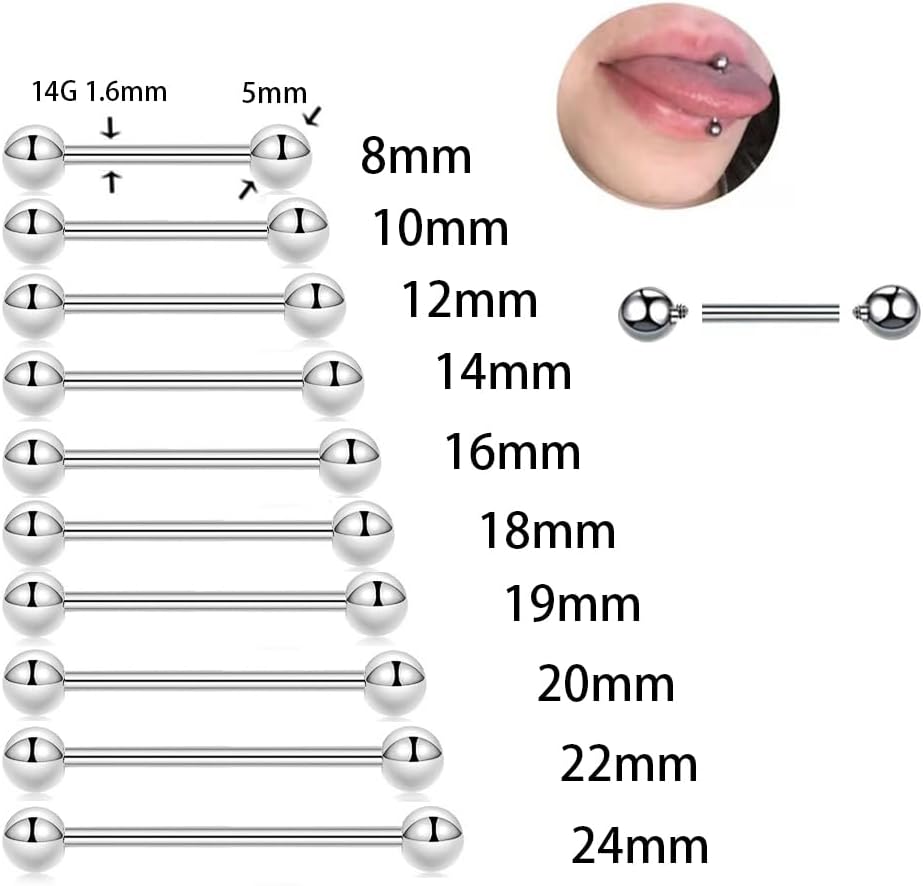 Nipple Piercing Jewelry Surgical Steel Barbells 14G Nipple rings Stainless Steel Bridge Tongue Ring for Women Men - QIAO CrystalQIAO CrystalQIAO Crystal