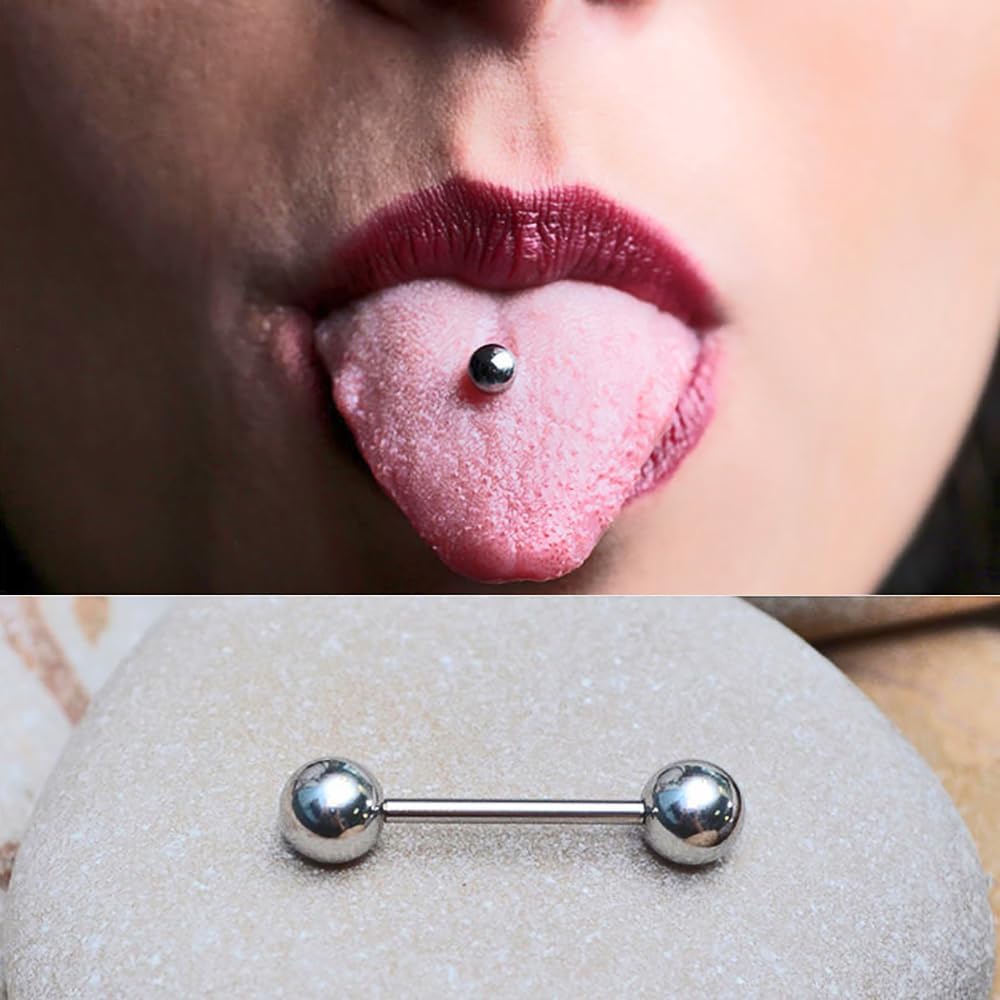 Nipple Piercing Jewelry Surgical Steel Barbells 14G Nipple rings Stainless Steel Bridge Tongue Ring for Women Men - QIAO CrystalQIAO CrystalQIAO Crystal