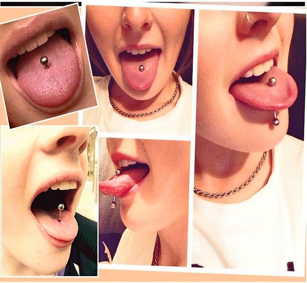 Nipple Piercing Jewelry Surgical Steel Barbells 14G Nipple rings Stainless Steel Bridge Tongue Ring for Women Men - QIAO CrystalQIAO CrystalQIAO Crystal