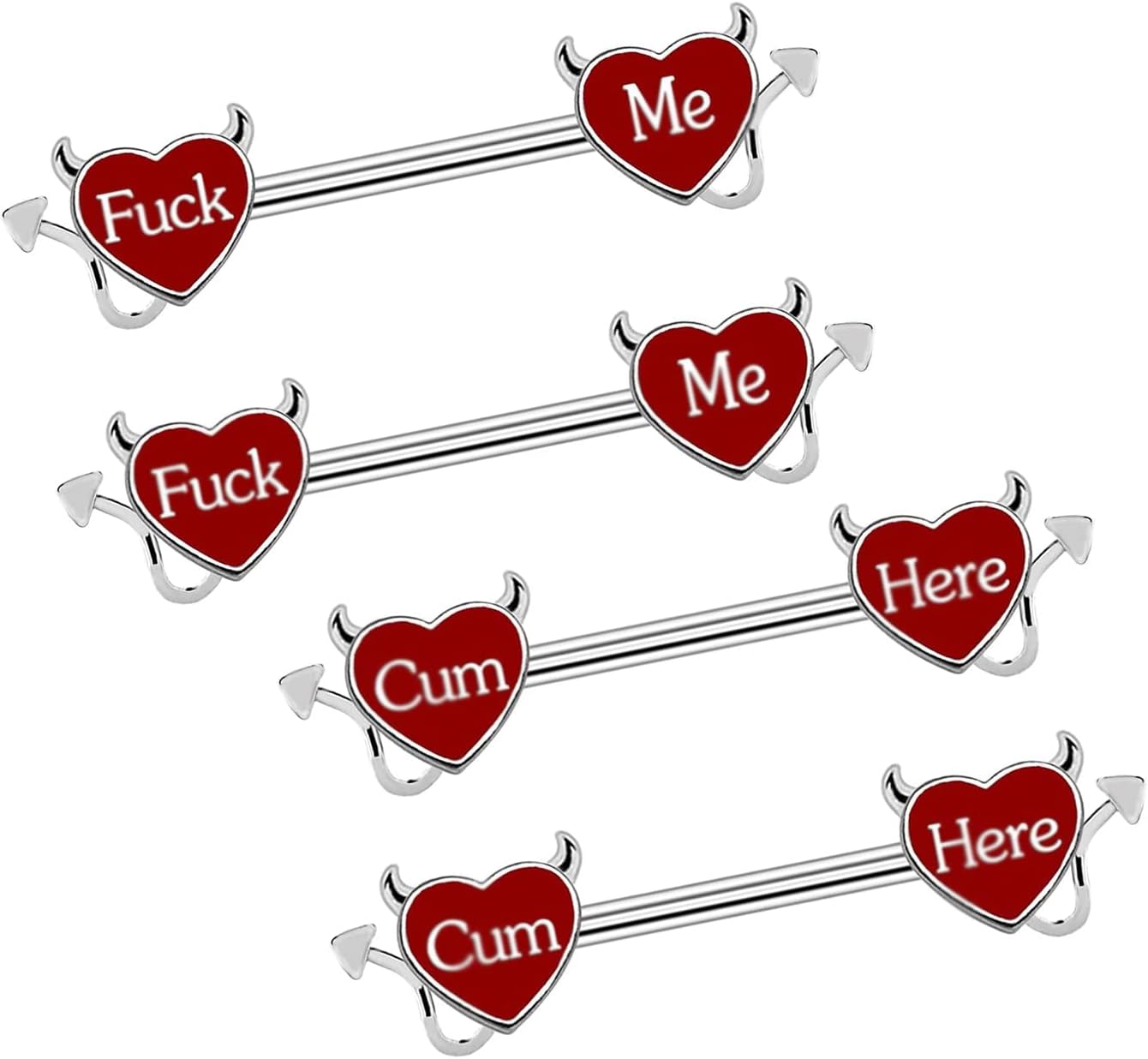 Nipple Ring 14G 316L Surgical Steel Nipple Barbell Heart Shape Devil Body Piercing Jewelry for Women Men - 我的商店我的商店我的商店