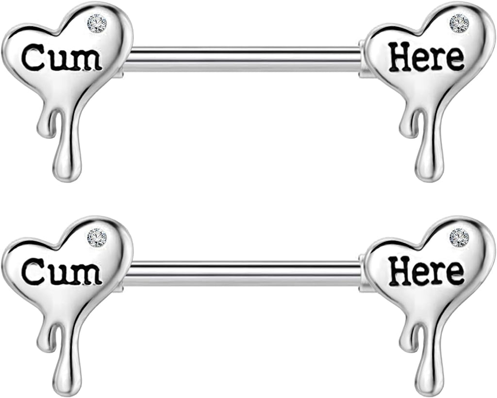 Nipple Ring 14G 316L Surgical Steel Nipple Barbell Heart Shape Devil Body Piercing Jewelry for Women Men - 我的商店我的商店我的商店