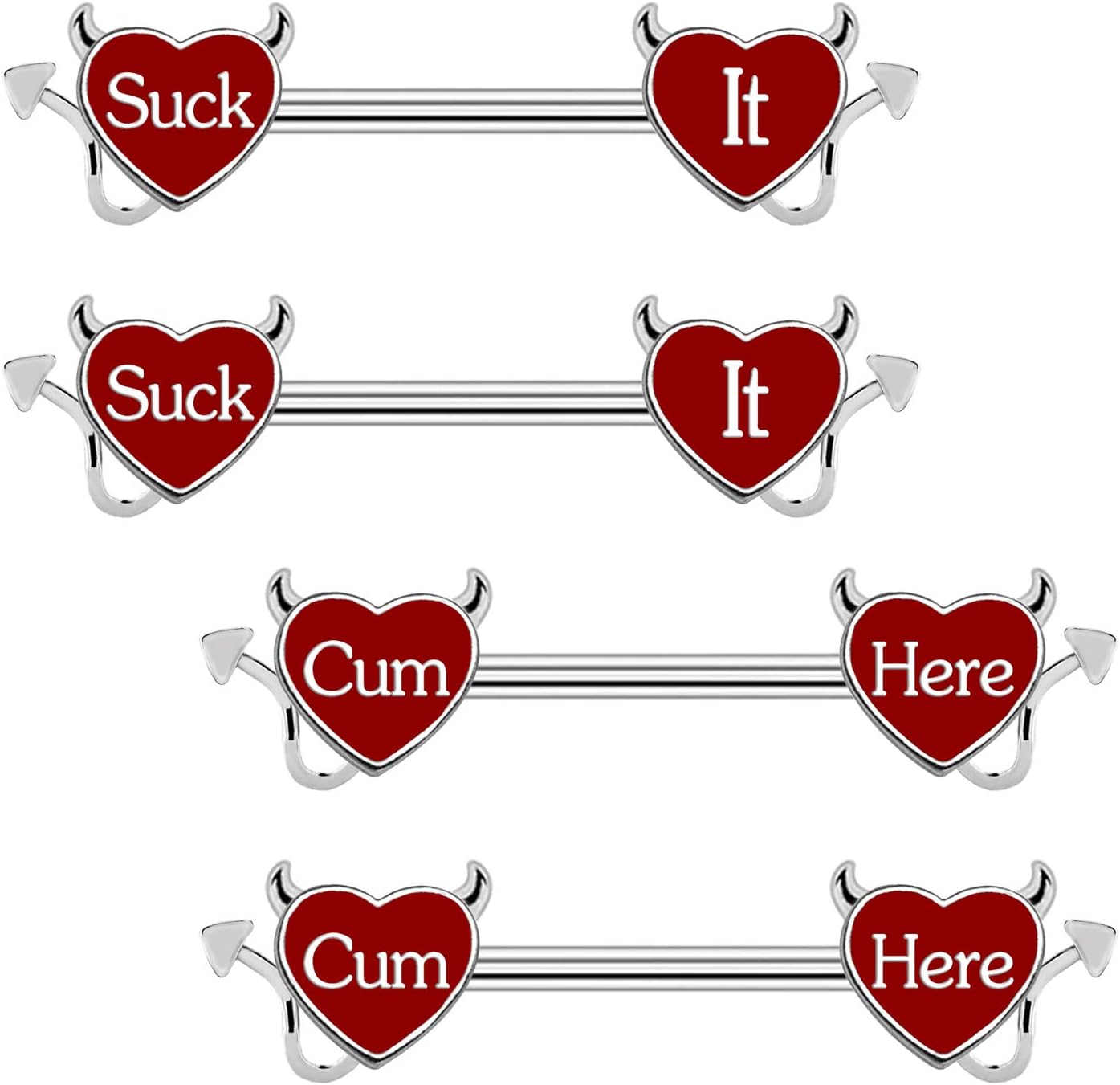 Nipple Ring 14G 316L Surgical Steel Nipple Barbell Heart Shape Devil Body Piercing Jewelry for Women Men - 我的商店我的商店我的商店