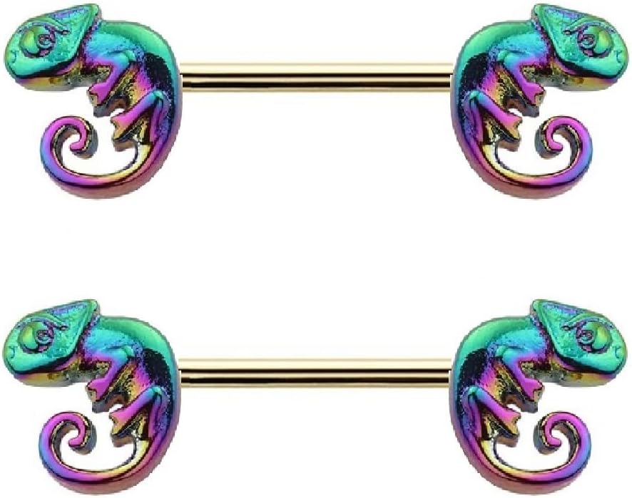 Nipple Rings 316L Stainless Steel Chameleon Nipple Shield Barbell Nipple Bar - QIAO CrystalQIAO CrystalQIAO Crystal
