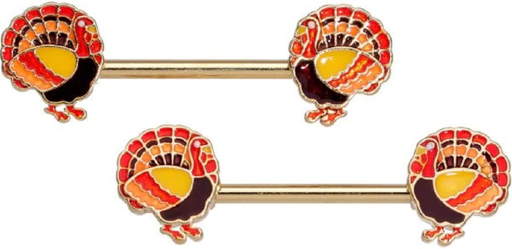 Nipple rings 316L Stainless Steel Turkey Shield Bar - QIAO CrystalQIAO CrystalQIAO Crystal