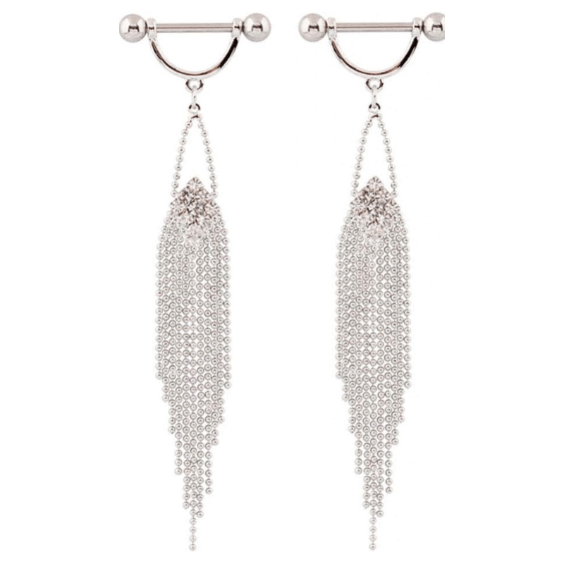 Nipple Rings Dangle Long Tassels Nipple Piercings for Women Men Surgical Stainless Steel 14G Bar 1 Pair - QIAO CrystalQIAO CrystalQIAO Crystal