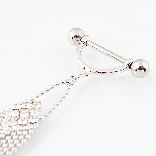 Nipple Rings Dangle Long Tassels Nipple Piercings for Women Men Surgical Stainless Steel 14G Bar 1 Pair - QIAO CrystalQIAO CrystalQIAO Crystal