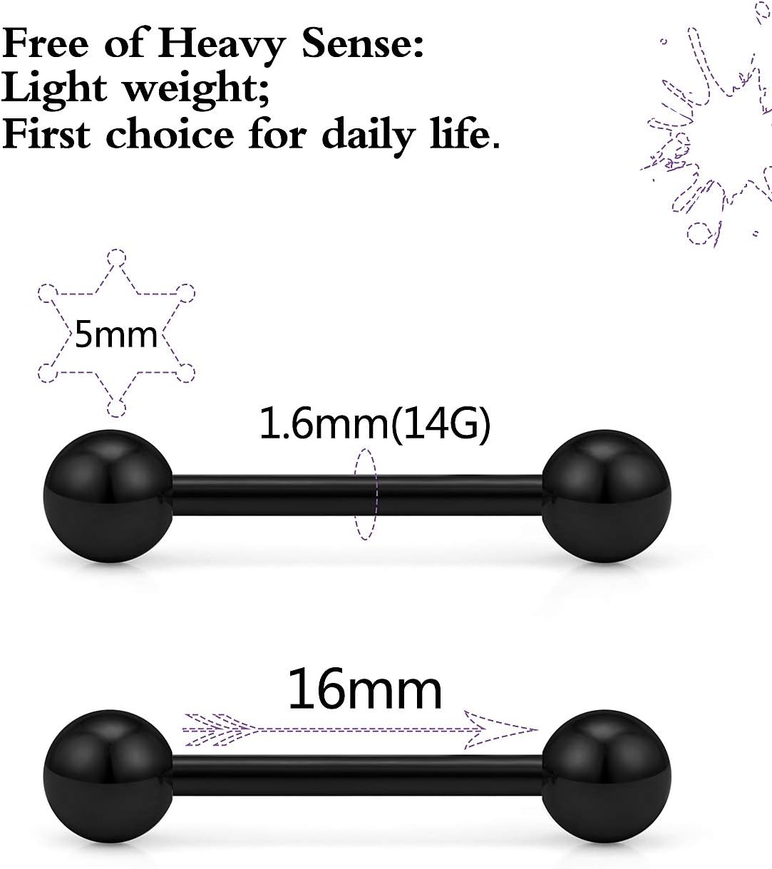 Nipple Rings for Women Nipple Piercing Jewelry 14G Nipple Rings Surgical Steel Screw Dangle Nipplerings Nipple Shield Ring Barbell Body Piercing Jewelry Set 5/8 Inch 16mm 10 Pairs - QIAO CrystalQIAO CrystalQIAO Crystal