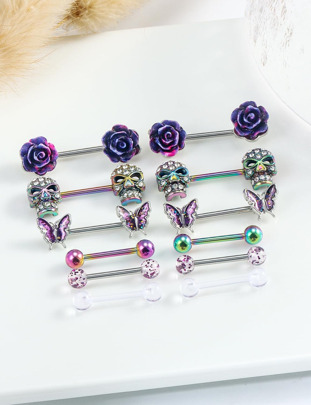 Nipple Rings for Women Nipple Piercing Jewelry 14G Nipple Rings Surgical Steel Screw Nipplerings Nipple Shield Ring Barbell Body Piercing Jewelry Set 9/16 Inch 14mm - QIAO CrystalQIAO CrystalQIAO Crystal