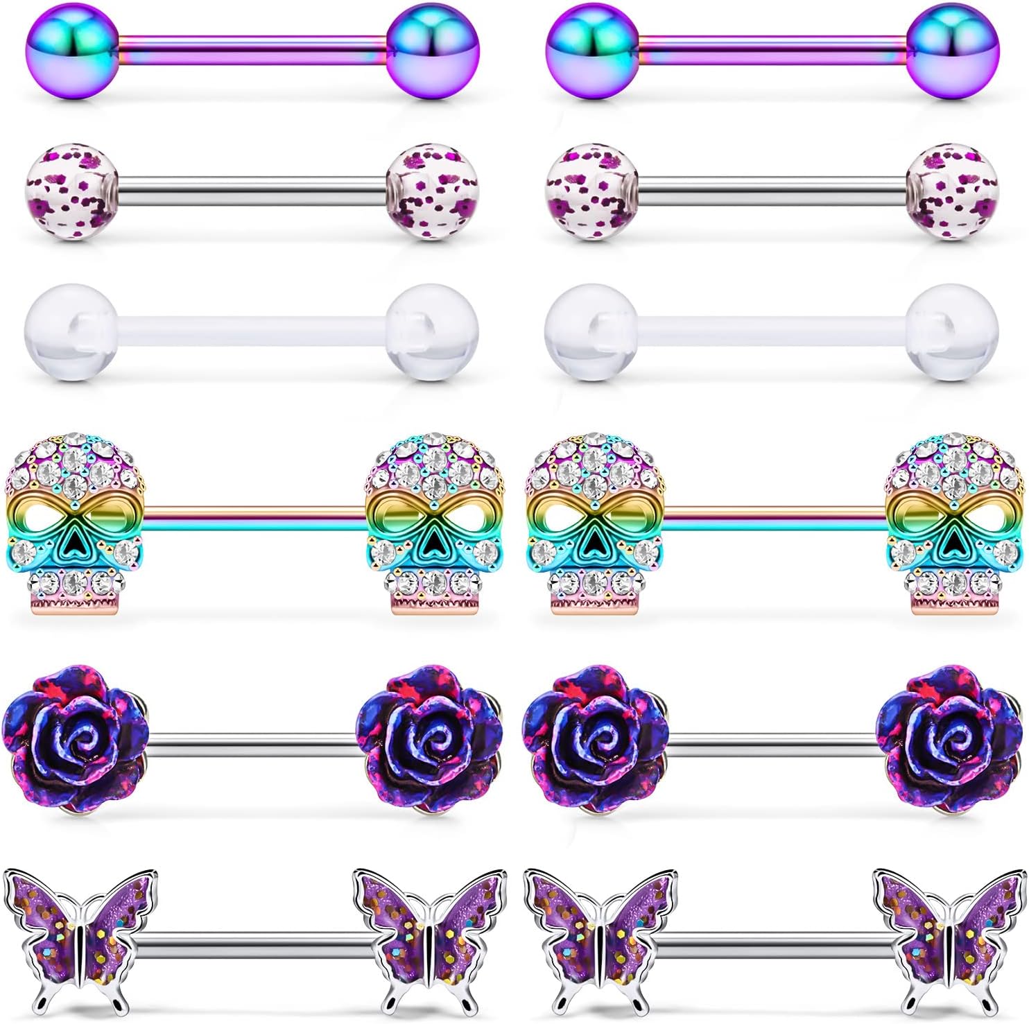 Nipple Rings for Women Nipple Piercing Jewelry 14G Nipple Rings Surgical Steel Screw Nipplerings Nipple Shield Ring Barbell Body Piercing Jewelry Set 9/16 Inch 14mm - QIAO CrystalQIAO CrystalQIAO Crystal