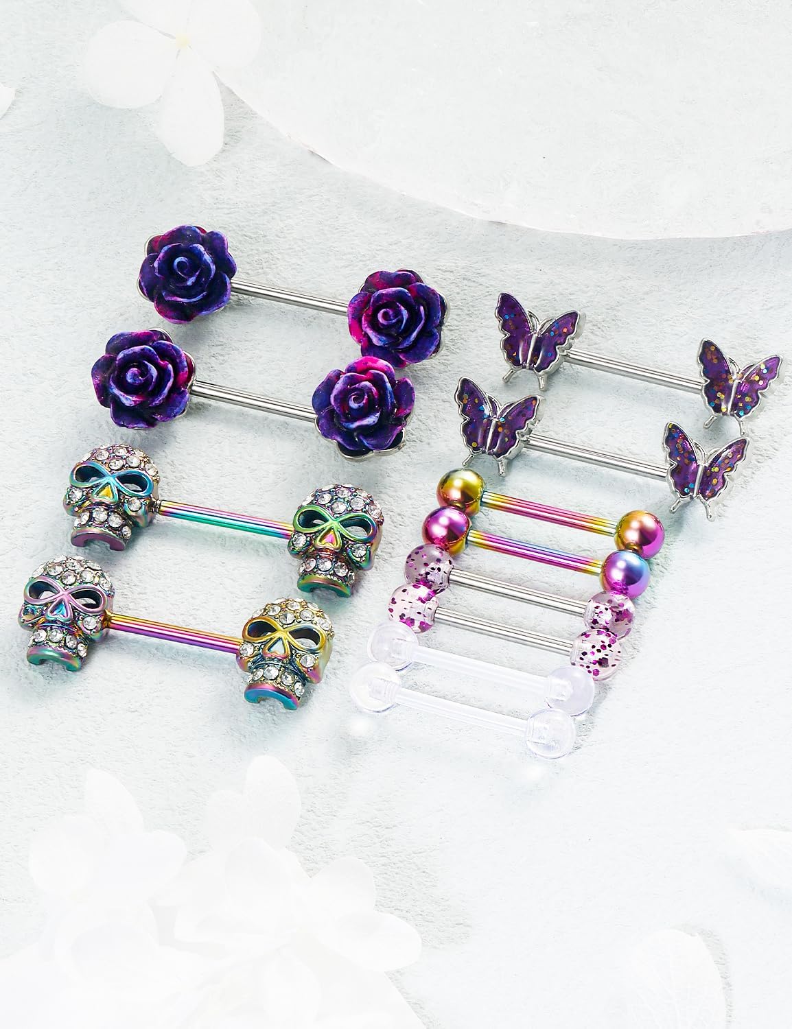 Nipple Rings for Women Nipple Piercing Jewelry 14G Nipple Rings Surgical Steel Screw Nipplerings Nipple Shield Ring Barbell Body Piercing Jewelry Set 9/16 Inch 14mm - QIAO CrystalQIAO CrystalQIAO Crystal