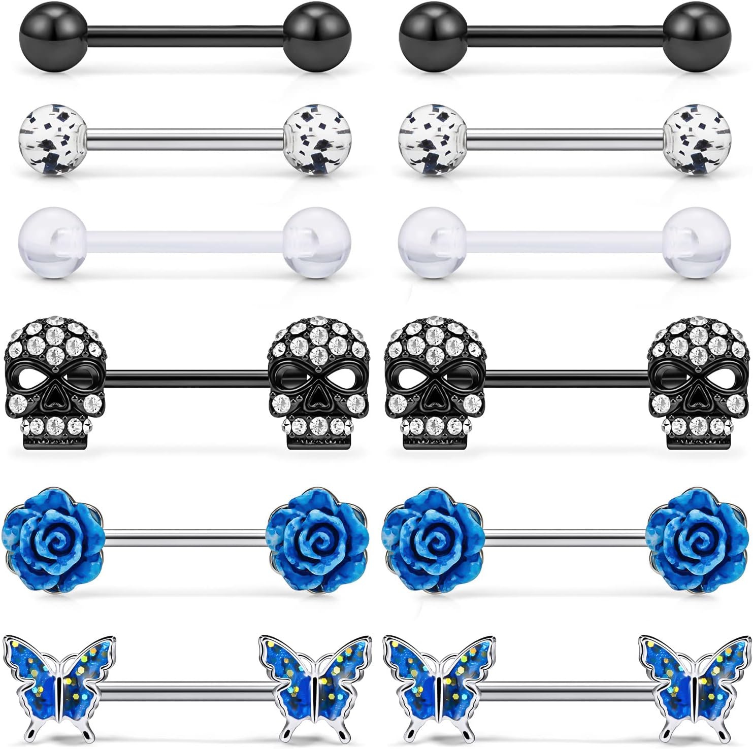 Nipple Rings for Women Nipple Piercing Jewelry 14G Nipple Rings Surgical Steel Screw Nipplerings Nipple Shield Ring Barbell Body Piercing Jewelry Set 9/16 Inch 14mm - QIAO CrystalQIAO CrystalQIAO Crystal