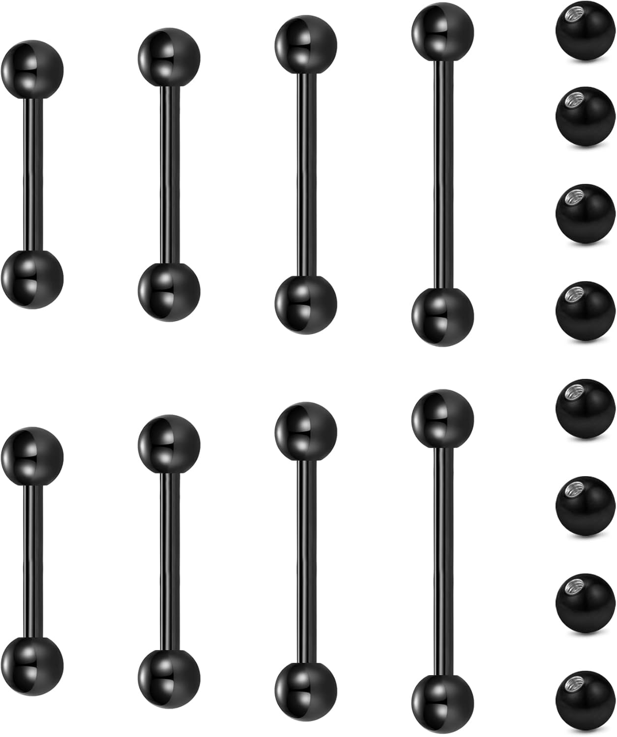 Nipple Rings Tongue Rings Stainless Steel 14G Straight Barbells Piercing Jewelry 12mm,14mm,16mm,18mm - QIAO CrystalQIAO CrystalQIAO Crystal