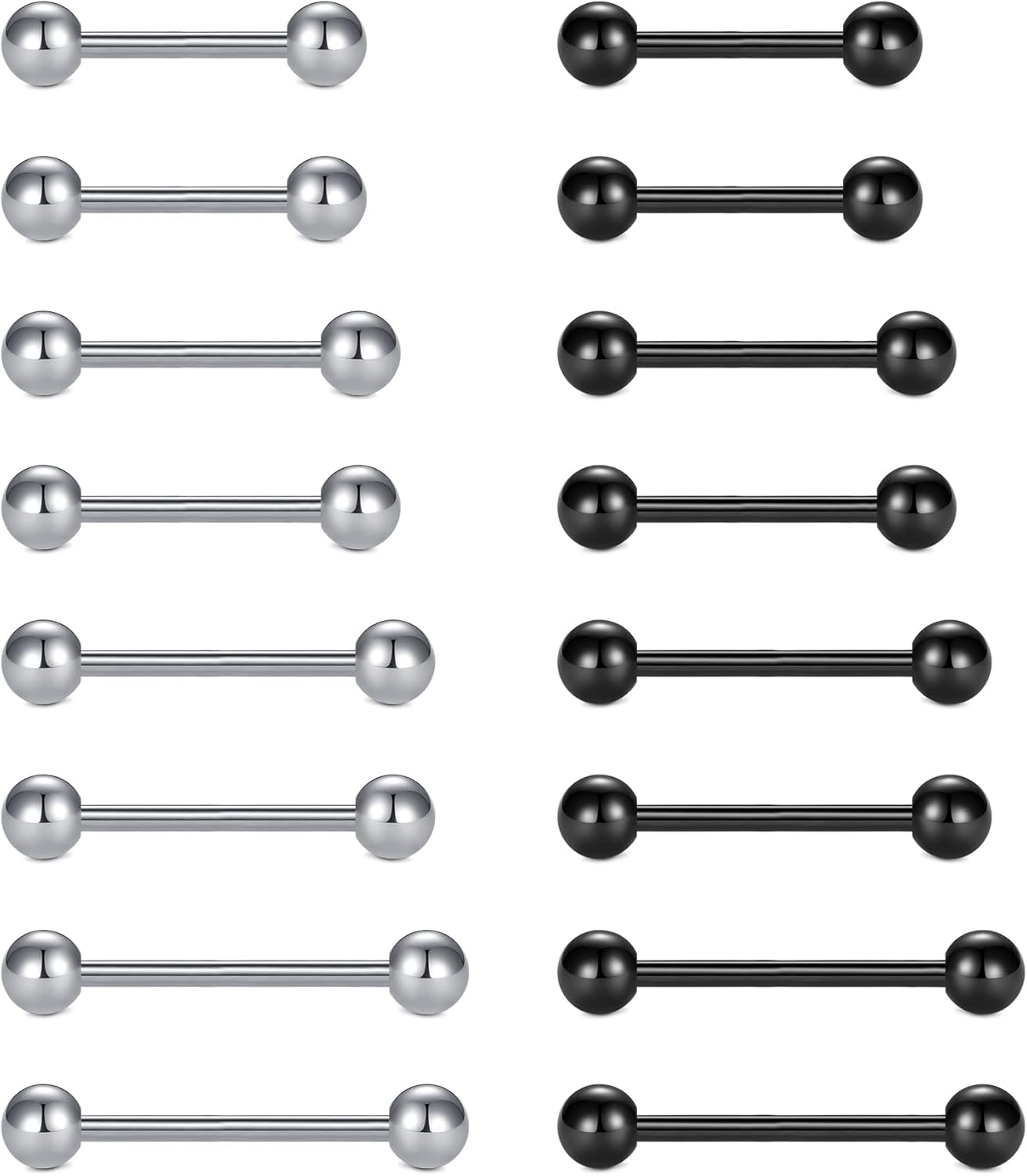 Nipple Rings Tongue Rings Stainless Steel 14G Straight Barbells Piercing Jewelry 12mm,14mm,16mm,18mm - QIAO CrystalQIAO CrystalQIAO Crystal