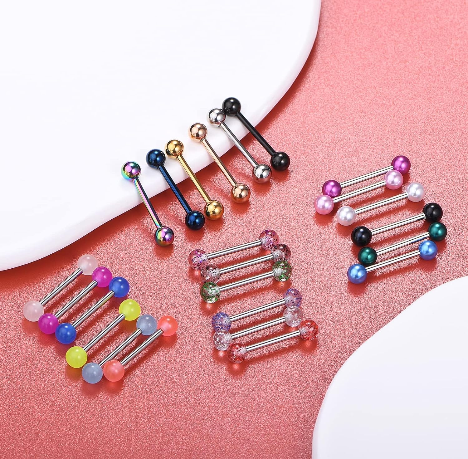 Nipple Rings Tongue Rings Stainless Steel 14G Straight Barbells Piercing Jewelry 12mm,14mm,16mm,18mm - QIAO CrystalQIAO CrystalQIAO Crystal