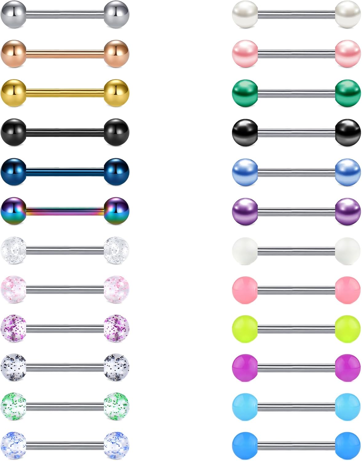 Nipple Rings Tongue Rings Stainless Steel 14G Straight Barbells Piercing Jewelry 12mm,14mm,16mm,18mm - QIAO CrystalQIAO CrystalQIAO Crystal