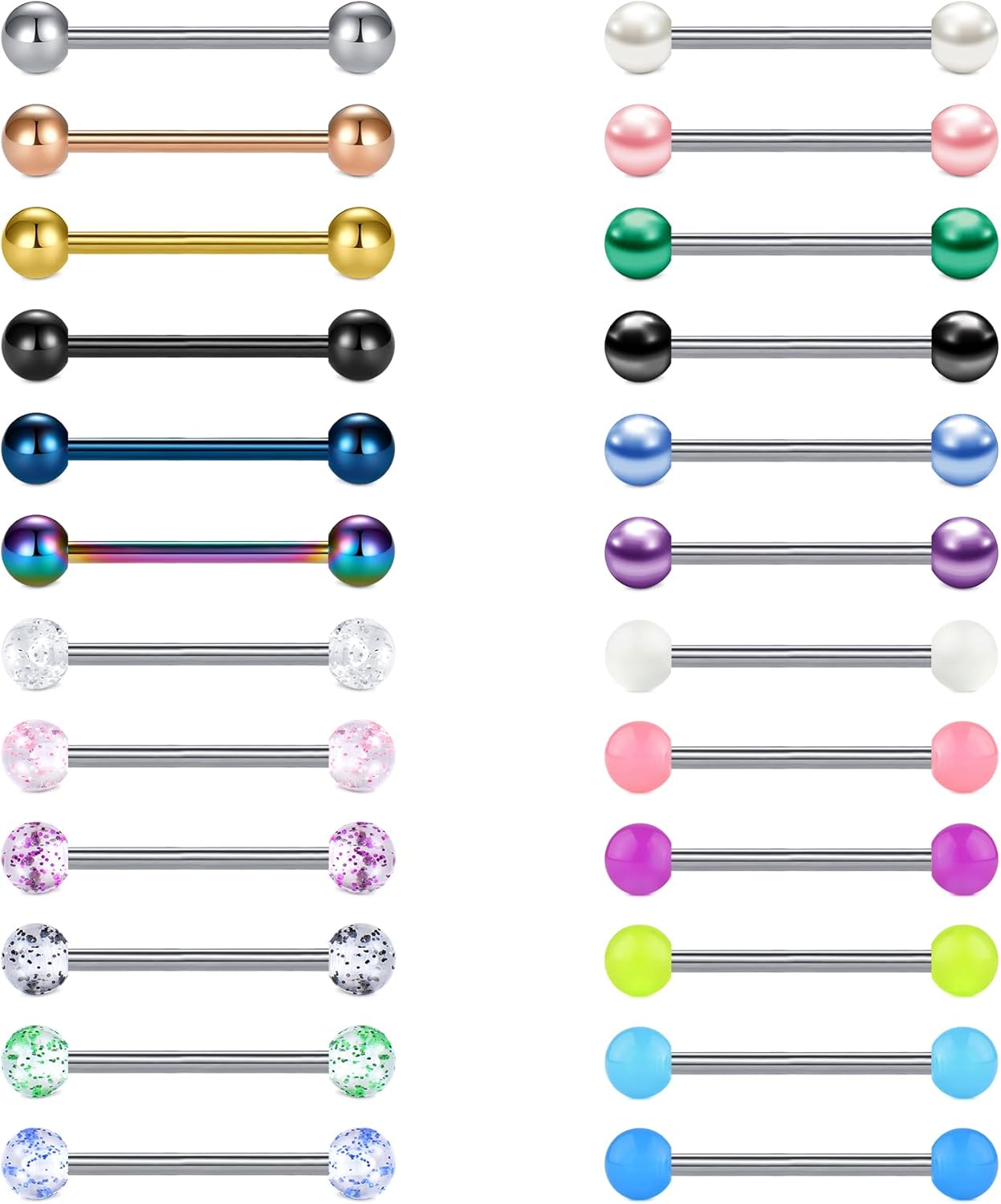 Nipple Rings Tongue Rings Stainless Steel 14G Straight Barbells Piercing Jewelry 12mm,14mm,16mm,18mm - QIAO CrystalQIAO CrystalQIAO Crystal