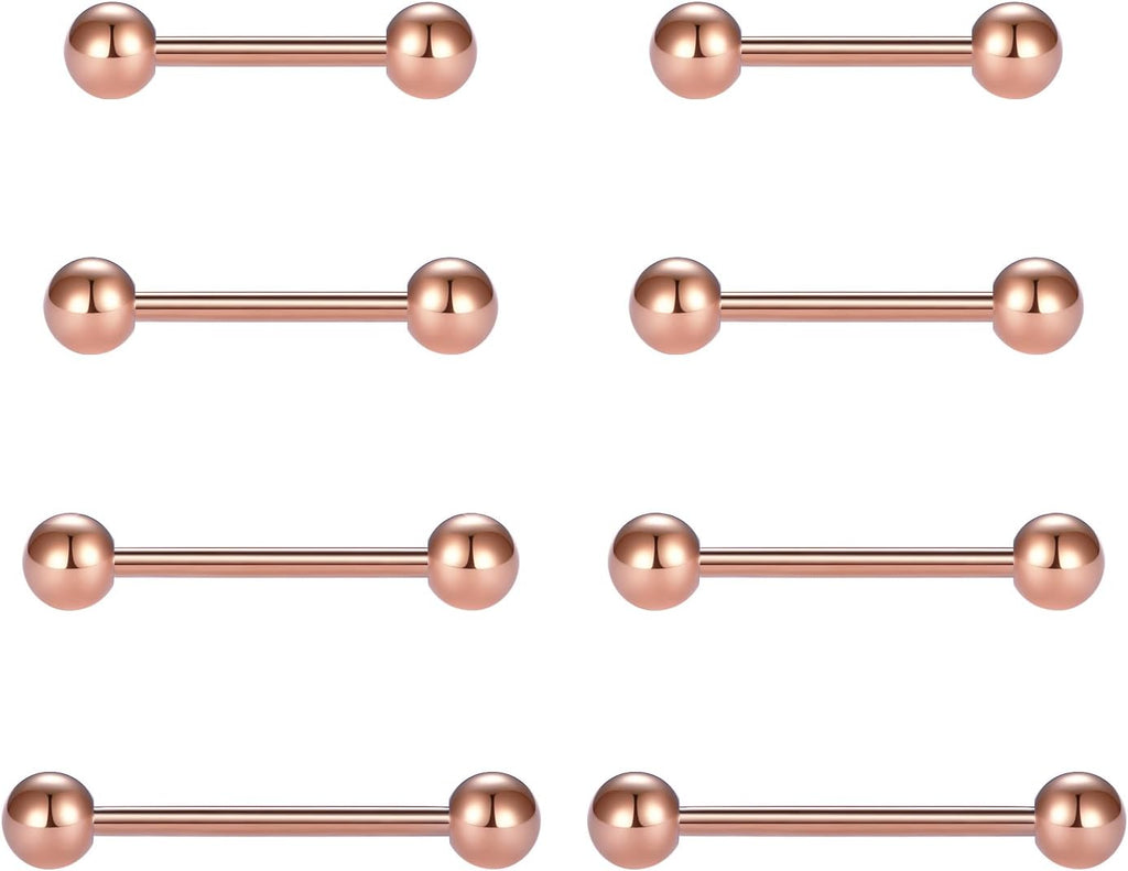 Nipple Rings Tongue Rings Stainless Steel 14G Straight Barbells Piercing Jewelry 12mm,14mm,16mm,18mm - QIAO CrystalQIAO CrystalQIAO Crystal