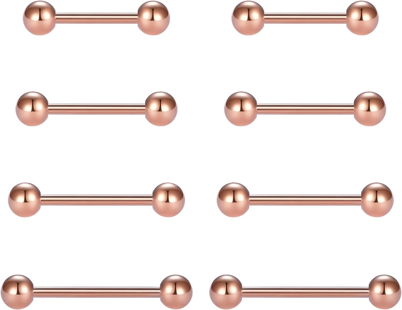 Nipple Rings Tongue Rings Stainless Steel 14G Straight Barbells Piercing Jewelry 12mm,14mm,16mm,18mm - QIAO CrystalQIAO CrystalQIAO Crystal