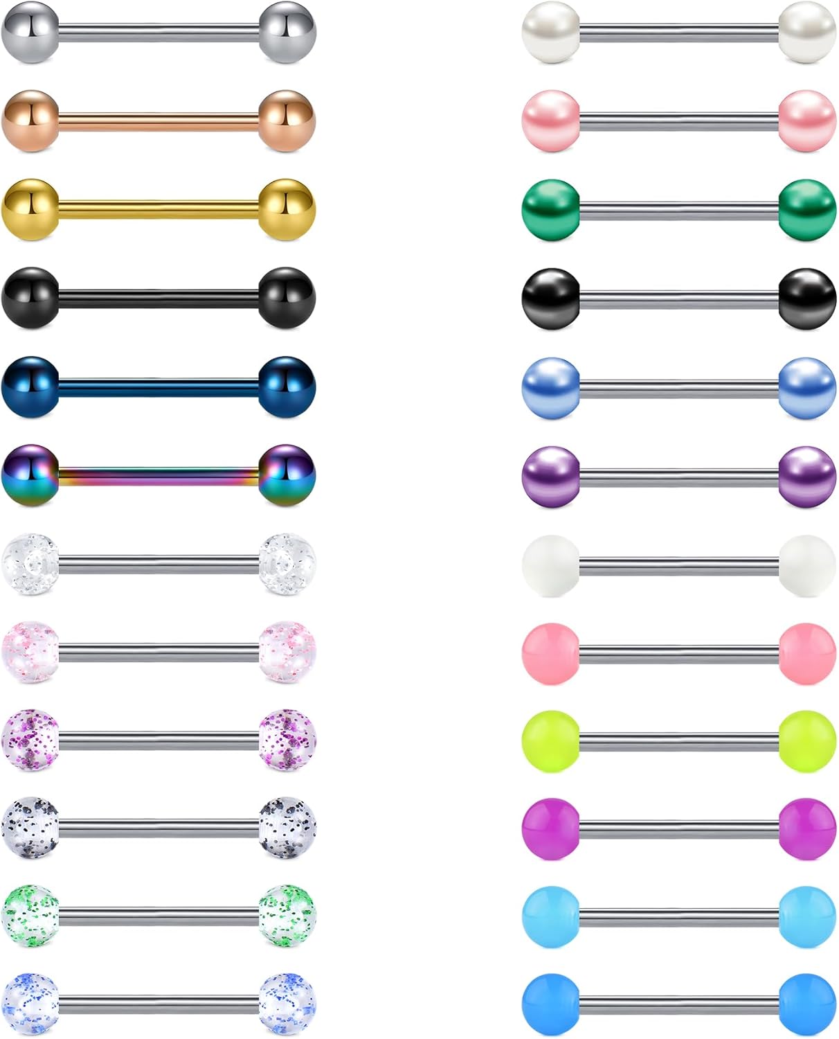 Nipple Rings Tongue Rings Stainless Steel 14G Straight Barbells Piercing Jewelry 12mm,14mm,16mm,18mm - QIAO CrystalQIAO CrystalQIAO Crystal