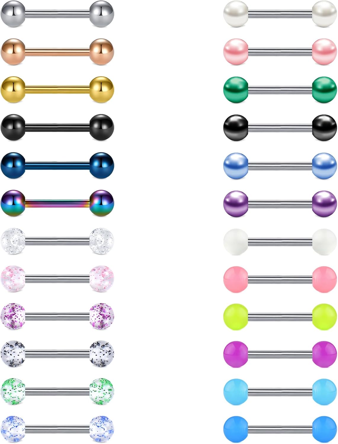 Nipple Rings Tongue Rings Stainless Steel 14G Straight Barbells Piercing Jewelry 12mm,14mm,16mm,18mm - QIAO CrystalQIAO CrystalQIAO Crystal