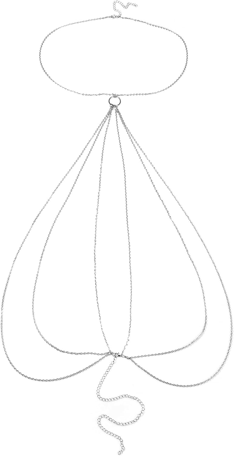 Nipple Rings with Body Chain Waist Chest Chain 14G Nipple Piercing Barbell Nipplerings Body Piercing Jewelry for Women - QIAO CrystalQIAO CrystalQIAO Crystal