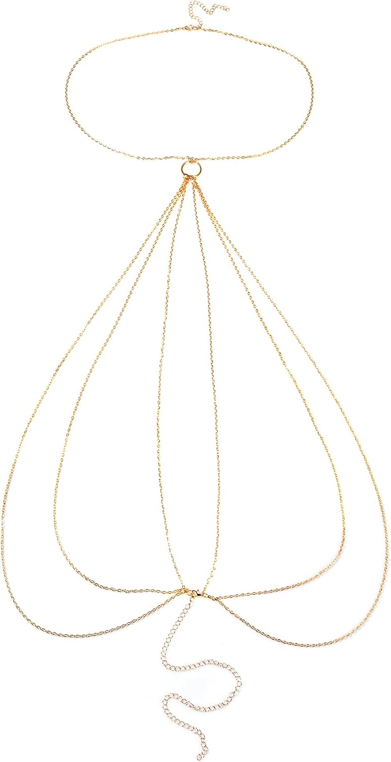 Nipple Rings with Body Chain Waist Chest Chain 14G Nipple Piercing Barbell Nipplerings Body Piercing Jewelry for Women - QIAO CrystalQIAO CrystalQIAO Crystal