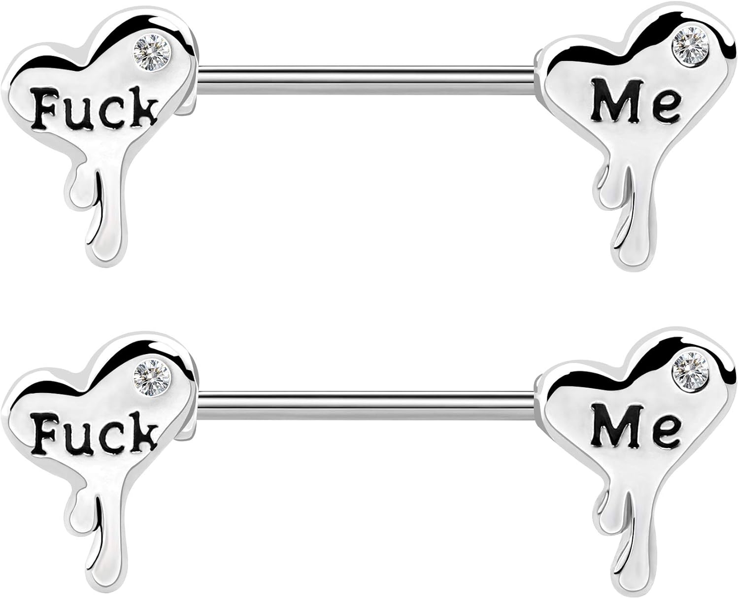 Nipplerings Barbells 14G 316L Stainless Steel Melting Heart Shaped Nipple Piercing Jewelry Letter Heart Bar Barbell Body Piercing for Women Men - QIAO CrystalQIAO CrystalQIAO Crystal