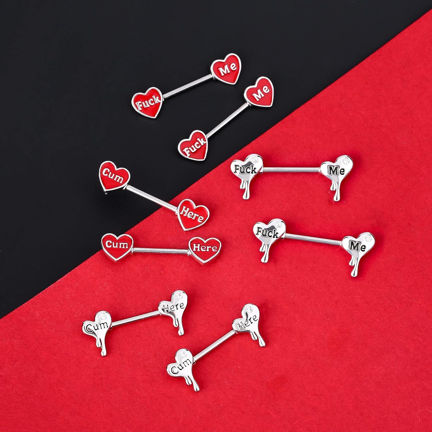 Nipplerings Barbells 14G 316L Stainless Steel Melting Heart Shaped Nipple Piercing Jewelry Letter Heart Bar Barbell Body Piercing for Women Men - QIAO CrystalQIAO CrystalQIAO Crystal