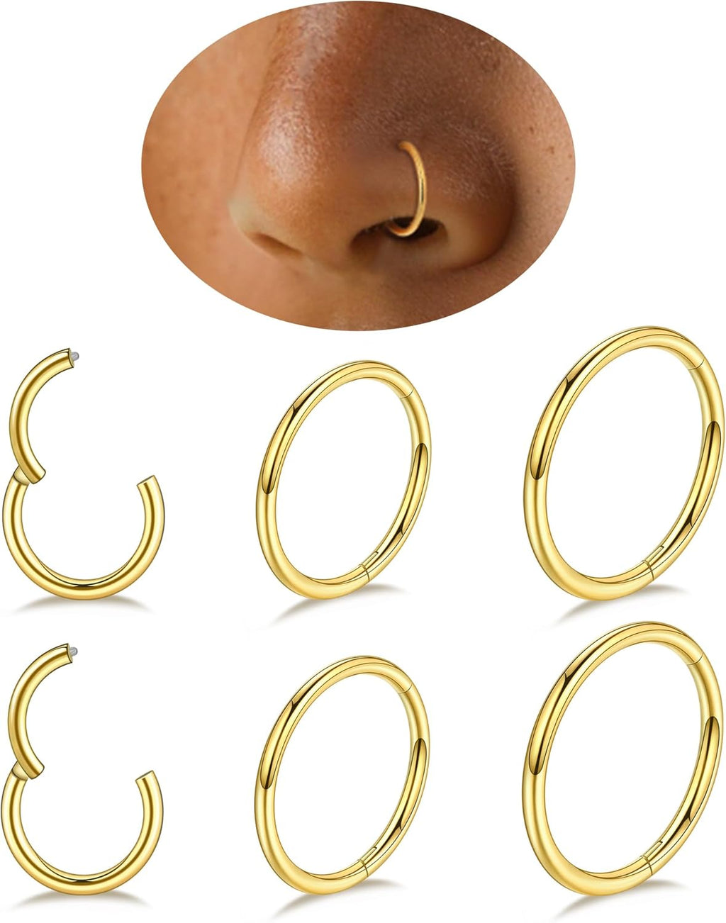 Nose Piercings Studs Hoop Nose Rings for Women Gold Plated - QIAO CrystalQIAO CrystalQIAO Crystal