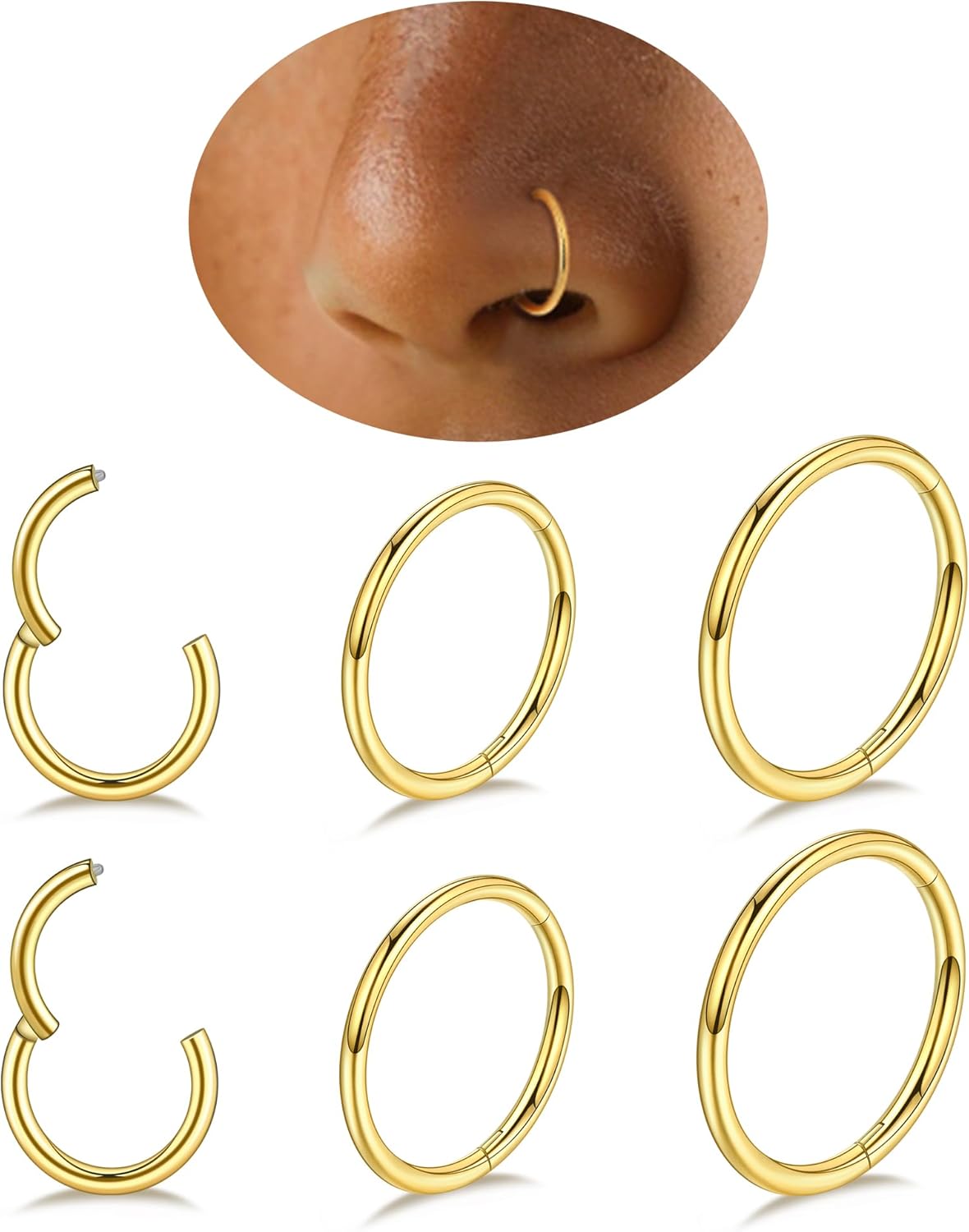 Nose Piercings Studs Hoop Nose Rings for Women Gold Plated - QIAO CrystalQIAO CrystalQIAO Crystal