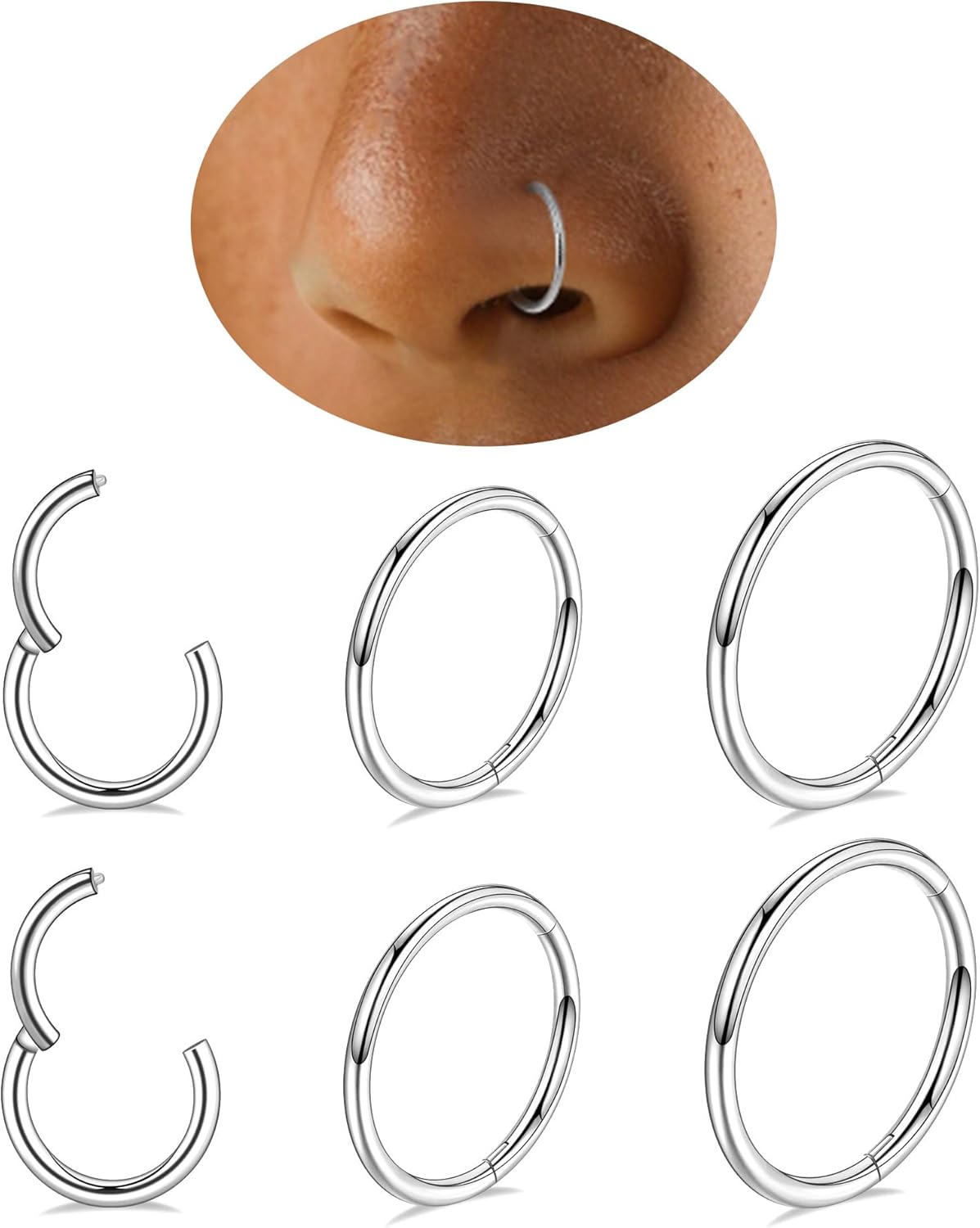 Nose Piercings Studs Hoop Nose Rings for Women Gold Plated - QIAO CrystalQIAO CrystalQIAO Crystal