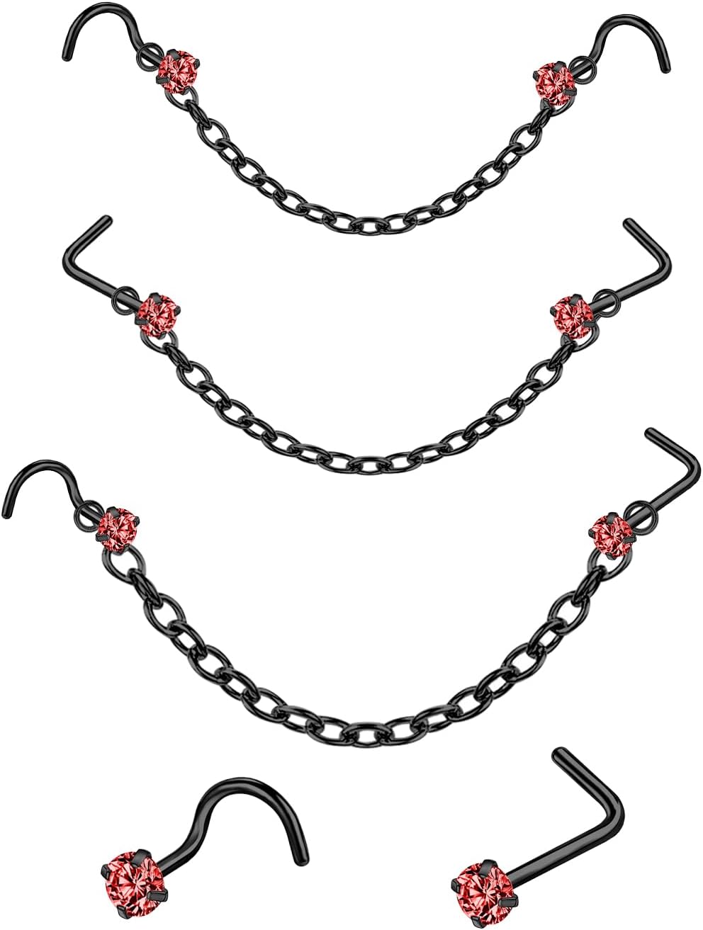 Nose Ring Chain Across Nose Stainless Steel Nostril Nose Piercing Chain - QIAO CrystalQIAO CrystalQIAO Crystal