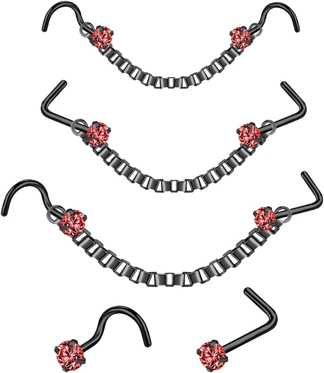 Nose Ring Chain Across Nose Stainless Steel Nostril Nose Piercing Chain - QIAO CrystalQIAO CrystalQIAO Crystal