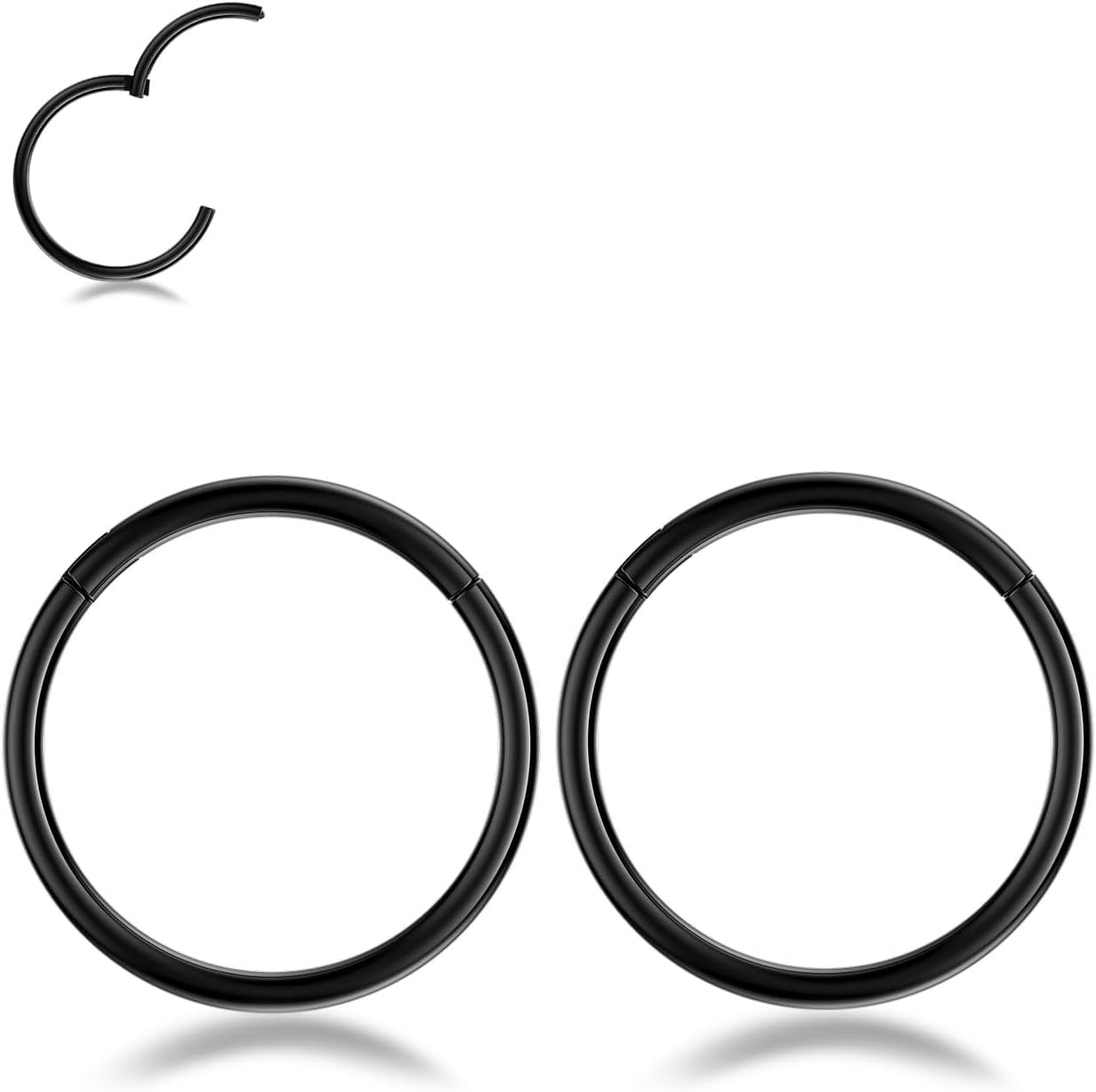 Nose Rings Hoop and Nose Studs Sets for Women Men,Hypoallergenic 316L Surgical Stainless Steel Hinged Clicker Segment Nose Rings Hoop Helix Cartilage Daith Tragus Sleeper Earrings Silver Gold Black L Shape/Corkscrew/Straight Nose Studs Real Body Piercing - QIAO CrystalQIAO CrystalQIAO Crystal