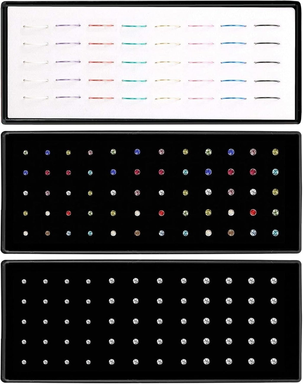 Nose Rings Studs and Hoops, Surgical Stainless Steel Hypoallergenic Nose Rings Set for Women Men, Straight/L/Screw Shaped and 1.5/2.0/2.5mm Rhinestone Nose Piercing Jewelry and Ideal Gift - QIAO CrystalQIAO CrystalQIAO Crystal