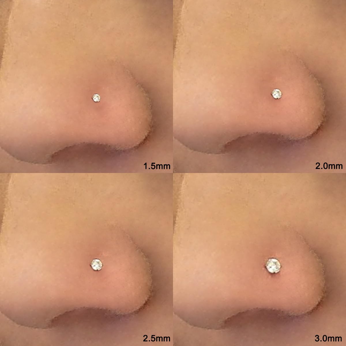 Nose Rings Studs Set for Women Men: Hypoallergenic 8Pcs 18G 20G 22G Gold/Silver 316L Surgical Stainless Steel Nose Studs Corkscrew Nose Piercing Jewelry Imitation Diamond Small 1.5mm 2mm 2.5mm 3mm - QIAO Crystal我的商店QIAO Crystal