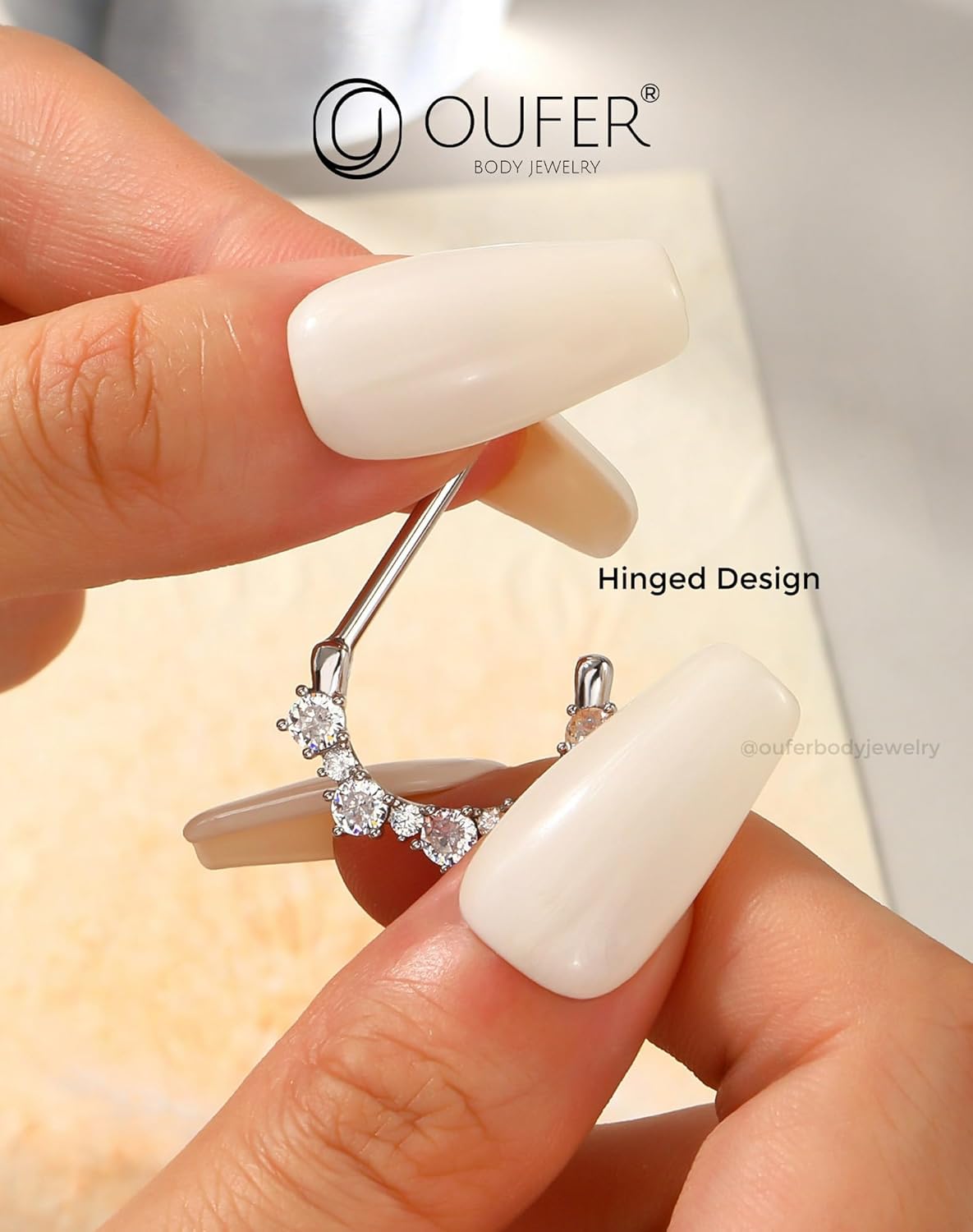 OUFER 2PCS 14G Nipple Rings, 316l Surgical Steel Nipple Piercing Jewelry, Round Clear CZ Nipple Barbells, Clicker Nipple Rings For Women - Silver/Gold - QIAO CrystalQIAO CrystalQIAO Crystal