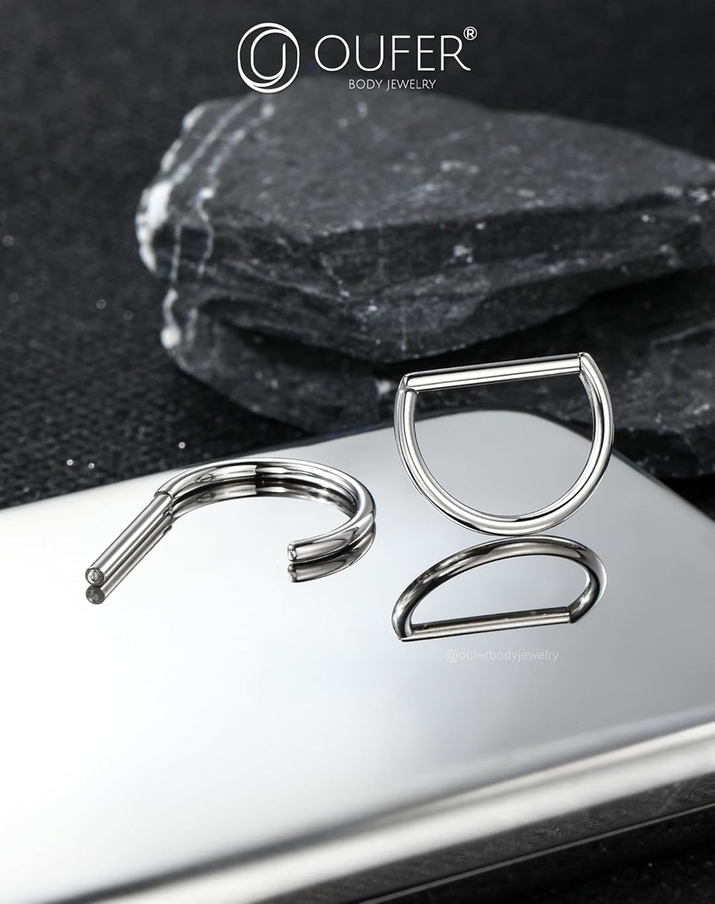 OUFER 2PCS Titanium Nipple Rings, D - shaped Nipple Piercing Jewelry, 14G Clicker Septum Daith Lightweight Body Piercing Jewelry for Women Men 14MM - QIAO CrystalQIAO CrystalQIAO Crystal