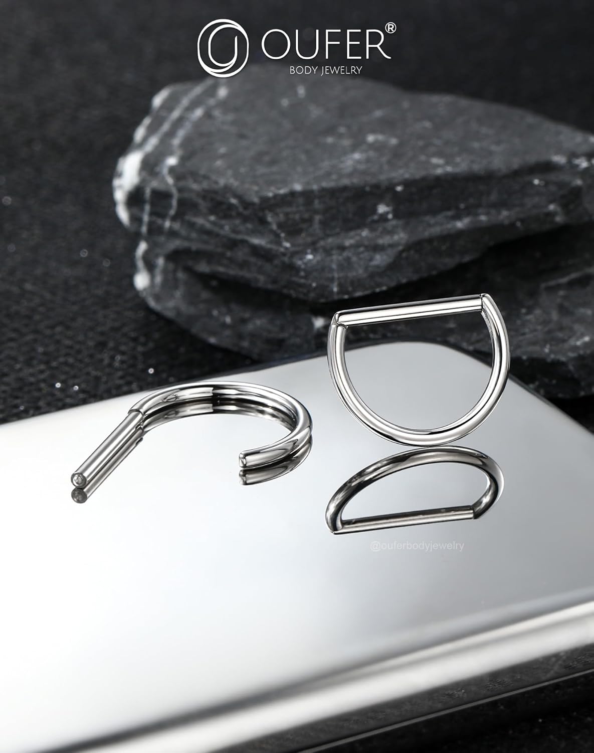 OUFER 2PCS Titanium Nipple Rings, D - shaped Nipple Piercing Jewelry, 14G Clicker Septum Daith Lightweight Body Piercing Jewelry for Women Men 14MM - QIAO CrystalQIAO CrystalQIAO Crystal