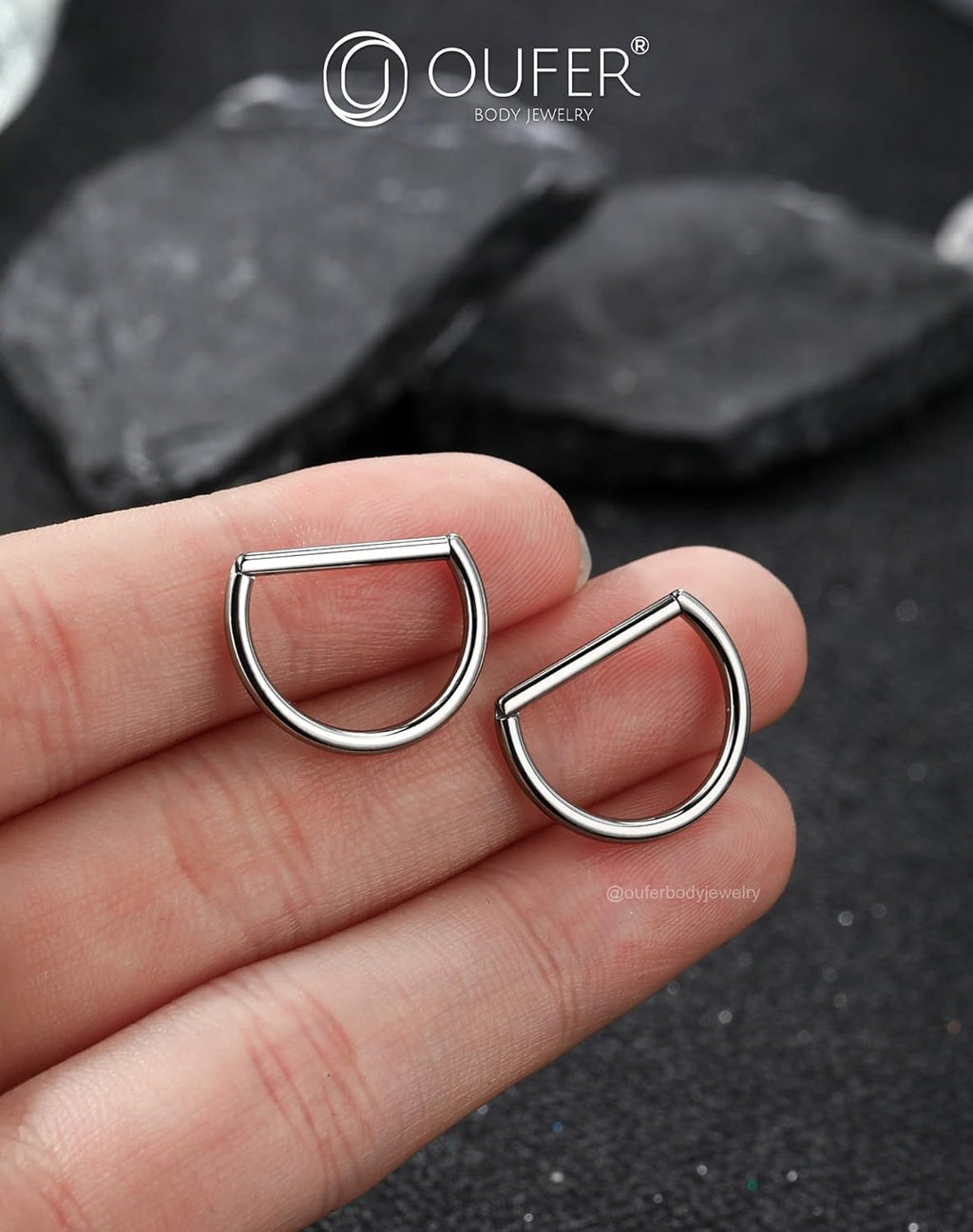 OUFER 2PCS Titanium Nipple Rings, D - shaped Nipple Piercing Jewelry, 14G Clicker Septum Daith Lightweight Body Piercing Jewelry for Women Men 14MM - QIAO CrystalQIAO CrystalQIAO Crystal