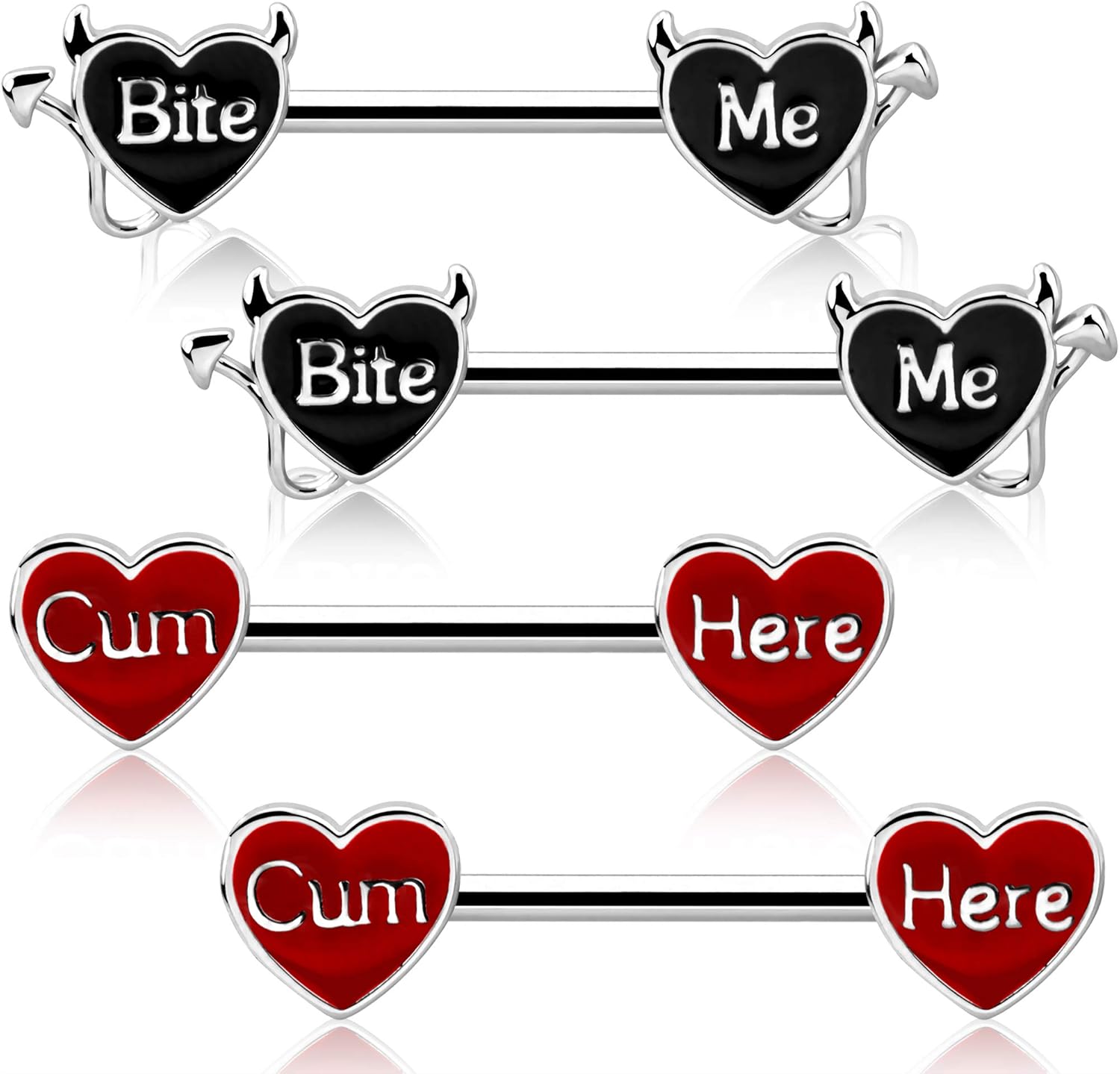 OUFER Devil Nipple Rings 4PCS 316L Letter Stainless Steel Nipplerings Barbells Nipple Piercing Jewelry for Women - QIAO CrystalQIAO CrystalQIAO Crystal