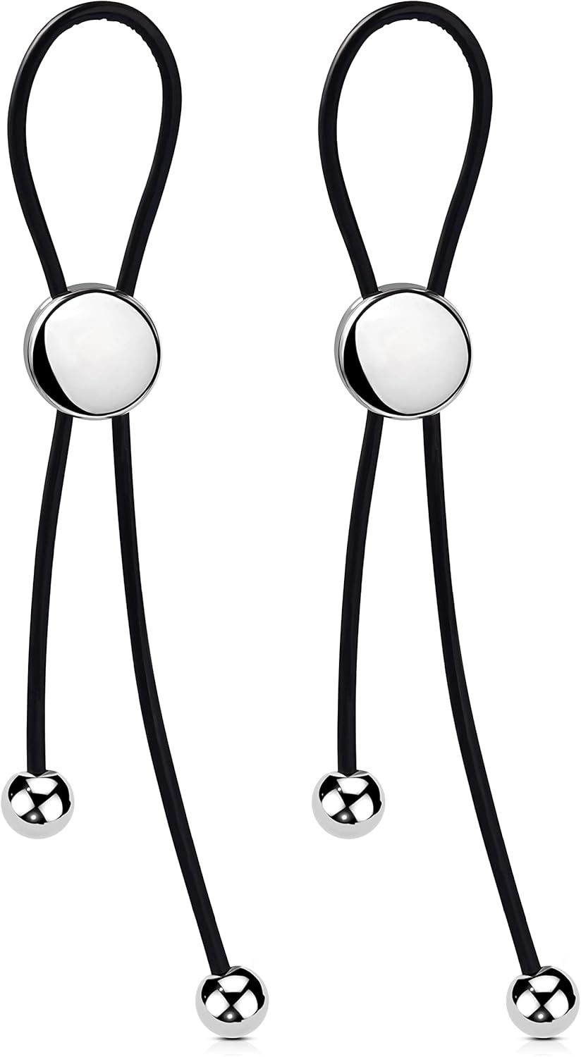 OUFER Faux Nipple Rings, Adjustable Fake Nipple Piercing Jewelry, Leather Material Drawstring Design Non - Pierced Jewelry - QIAO CrystalQIAO CrystalQIAO Crystal