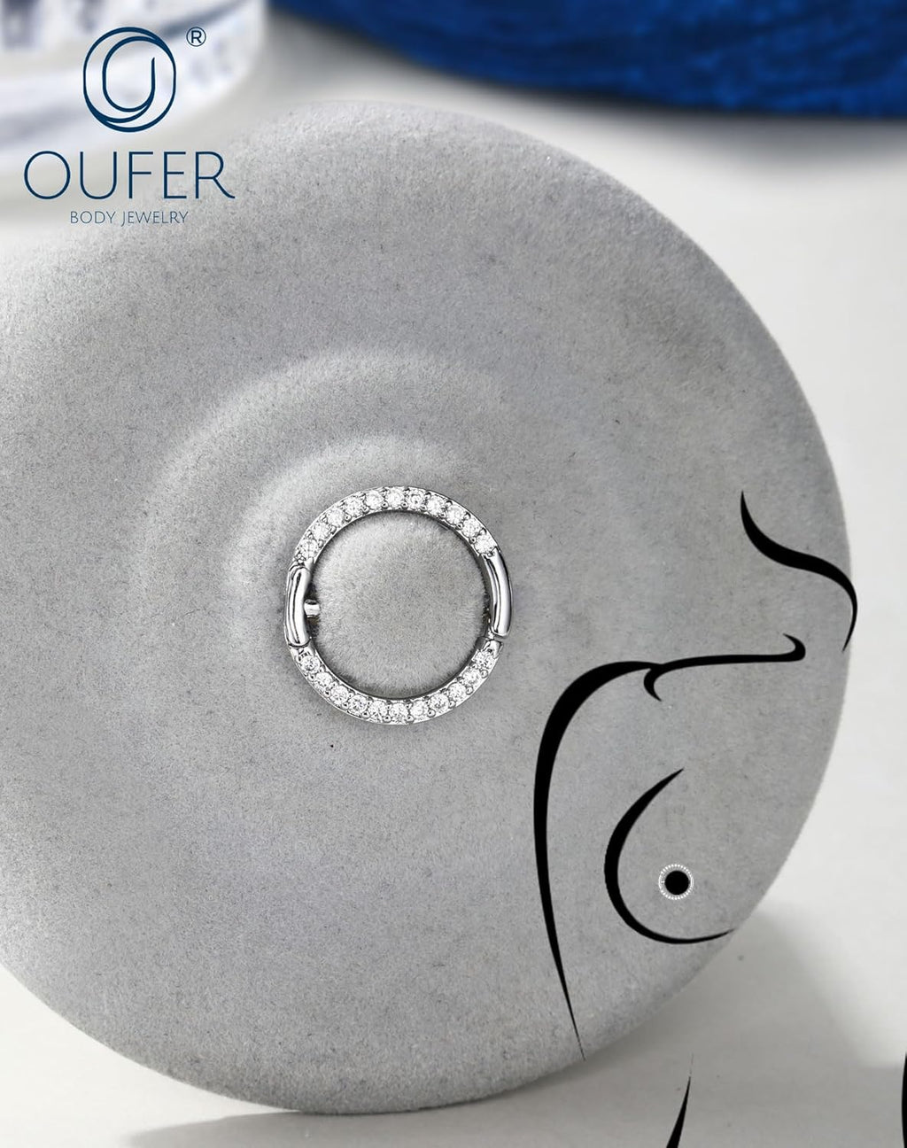 OUFER Nipple Piercing Jewelry 14G Shiny Clear CZ Round Nipple Rings, 2PCS 316L Surgical Steel Nipple Barbell Hoops, 14MM Nipple Piercing Kit For Women - QIAO CrystalQIAO CrystalQIAO Crystal