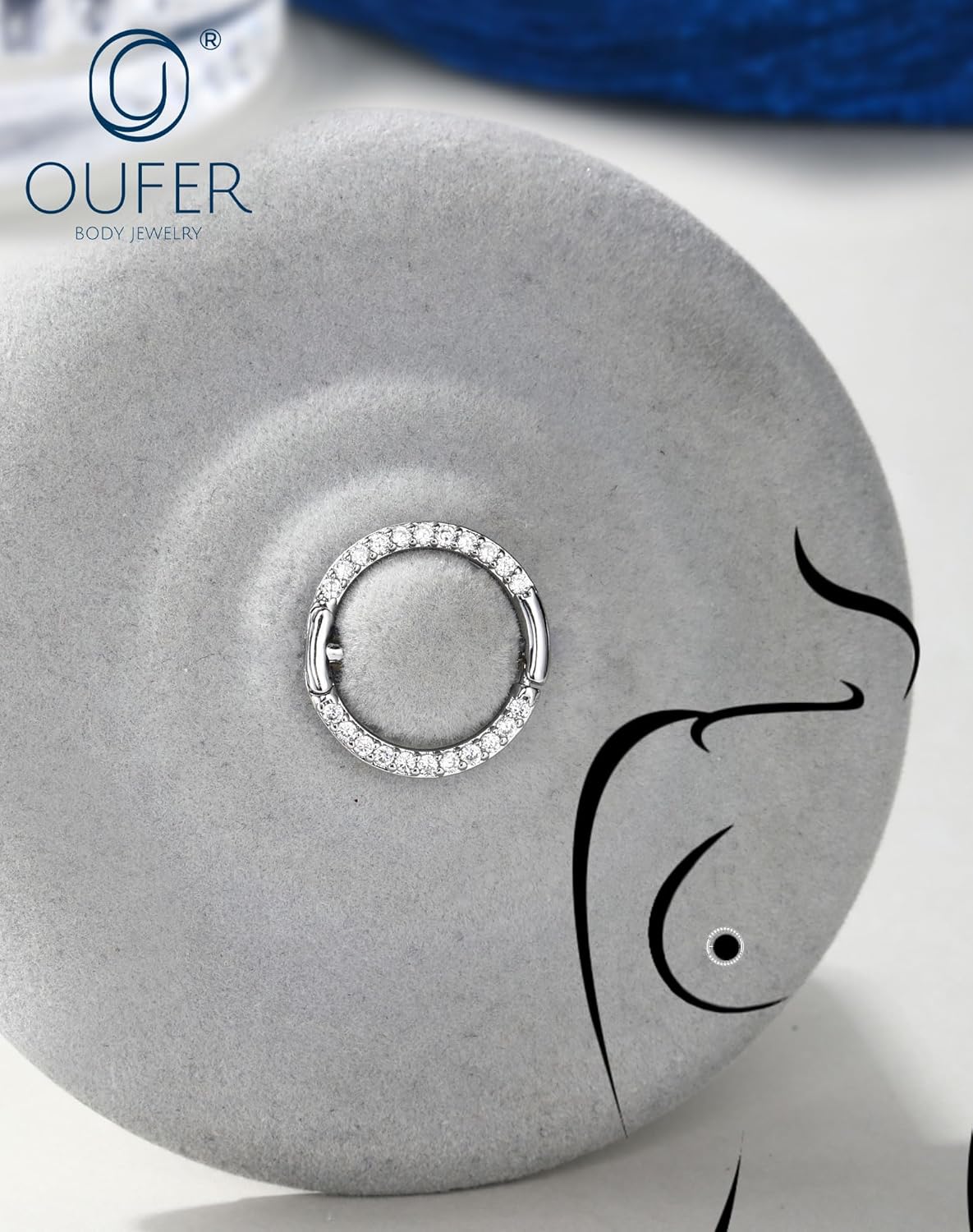 OUFER Nipple Piercing Jewelry 14G Shiny Clear CZ Round Nipple Rings, 2PCS 316L Surgical Steel Nipple Barbell Hoops, 14MM Nipple Piercing Kit For Women - QIAO CrystalQIAO CrystalQIAO Crystal