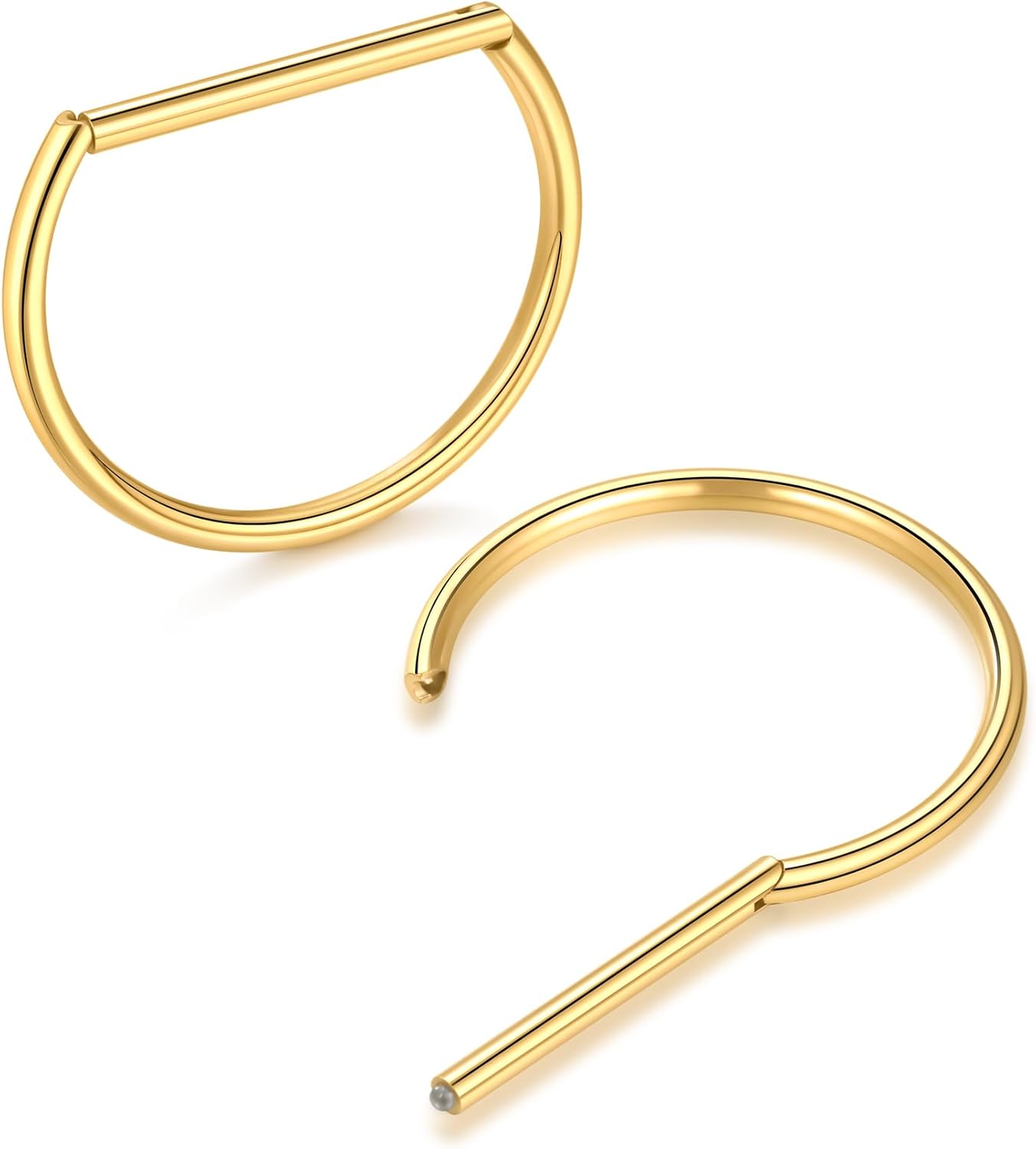 Oveta Titanium D Shaped Nipple Rings 14G for Nipple Piercing Jewelry Higned Segment Clicker Ring Hoops 11mm 12mm 14mm for Women Men, Silver Gold Black, 2PCS - QIAO CrystalQIAO CrystalQIAO Crystal