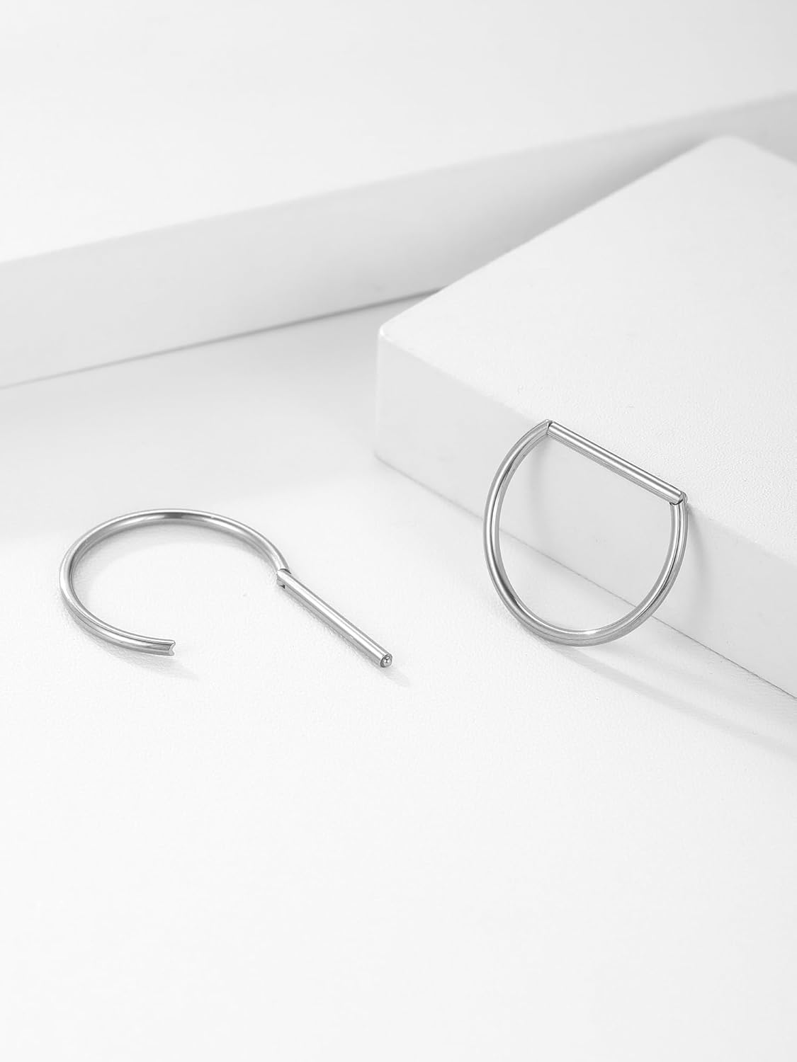 Oveta Titanium D Shaped Nipple Rings 14G for Nipple Piercing Jewelry Higned Segment Clicker Ring Hoops 11mm 12mm 14mm for Women Men, Silver Gold Black, 2PCS - QIAO CrystalQIAO CrystalQIAO Crystal