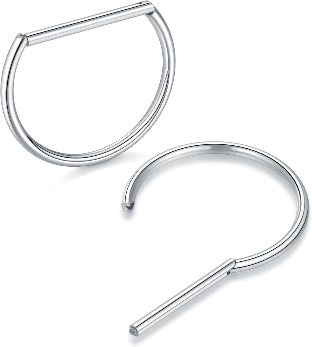Oveta Titanium D Shaped Nipple Rings 14G for Nipple Piercing Jewelry Higned Segment Clicker Ring Hoops 11mm 12mm 14mm for Women Men, Silver Gold Black, 2PCS - QIAO CrystalQIAO CrystalQIAO Crystal